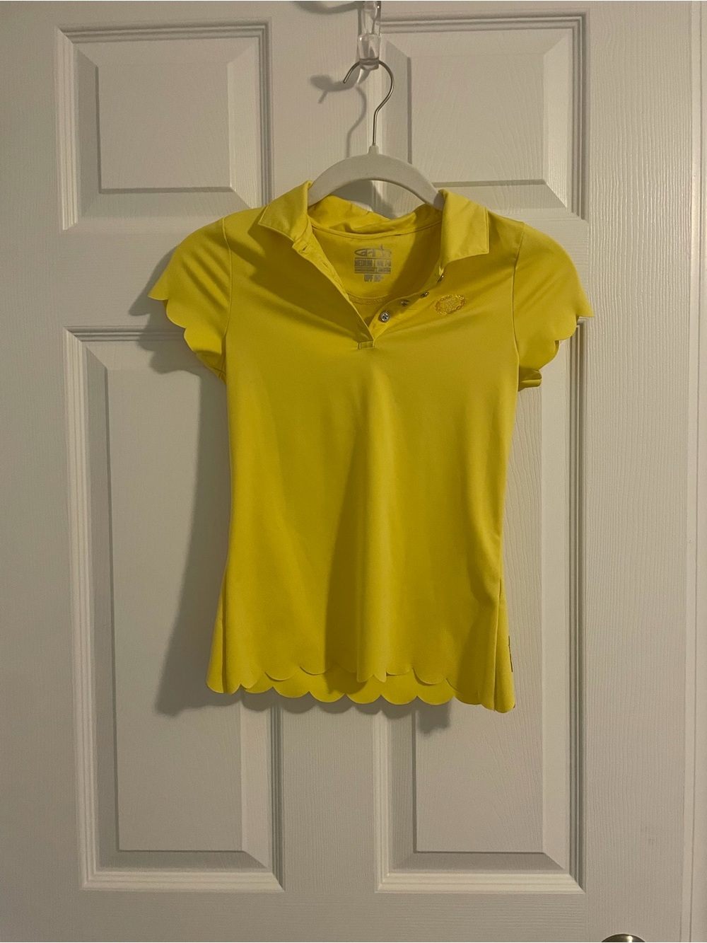 Girls' Scallop-Edge Yellow Polo Top